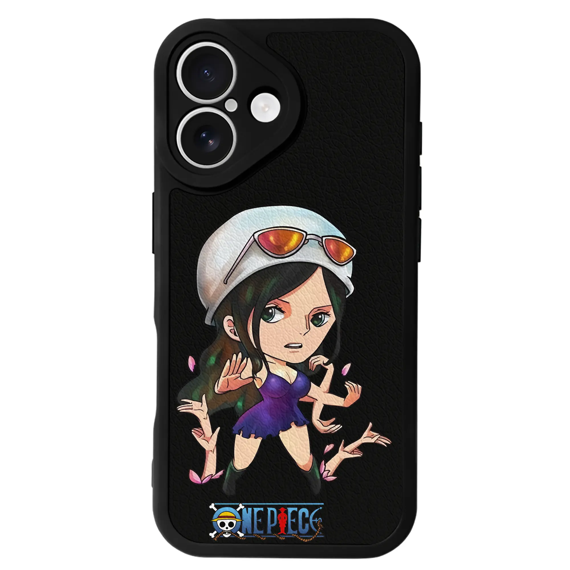 ワンピース グッズ ニコ・ロビン - IPhone 16シリーズ対応 ・ シリコンスマホケース ・ レザー調 ・ 高精度フィット ・ 耐衝撃 ・ ワイヤレス充電対応 ・ 精密カット